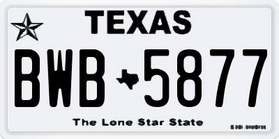 TX license plate BWB5877