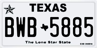 TX license plate BWB5885