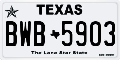 TX license plate BWB5903