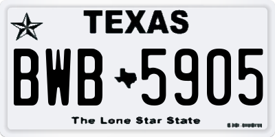 TX license plate BWB5905