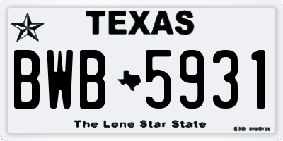 TX license plate BWB5931