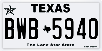 TX license plate BWB5940
