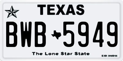 TX license plate BWB5949
