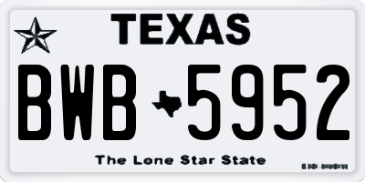 TX license plate BWB5952