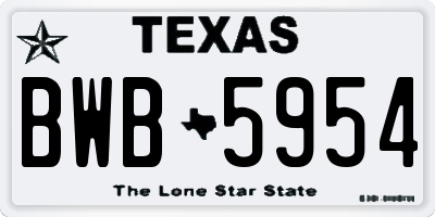 TX license plate BWB5954