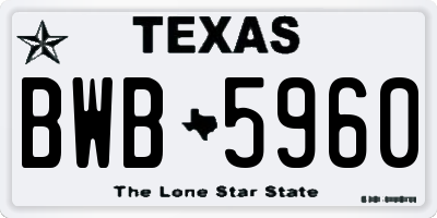 TX license plate BWB5960