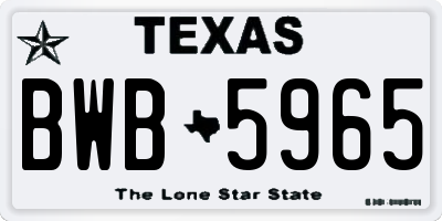 TX license plate BWB5965
