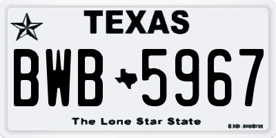 TX license plate BWB5967