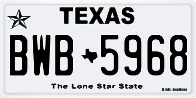 TX license plate BWB5968