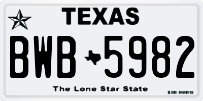 TX license plate BWB5982