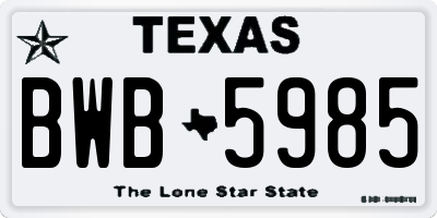 TX license plate BWB5985