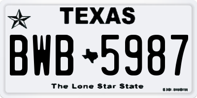 TX license plate BWB5987