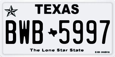 TX license plate BWB5997