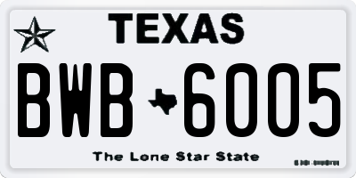 TX license plate BWB6005