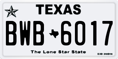 TX license plate BWB6017