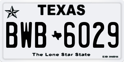 TX license plate BWB6029