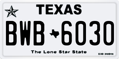 TX license plate BWB6030