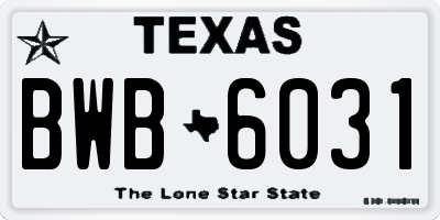 TX license plate BWB6031