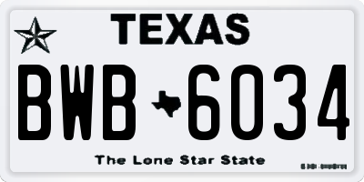 TX license plate BWB6034