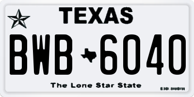 TX license plate BWB6040