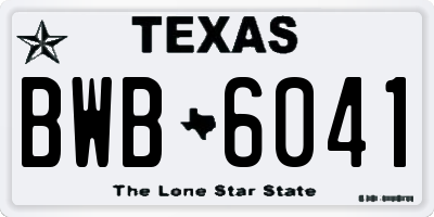 TX license plate BWB6041