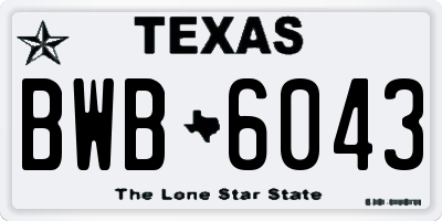 TX license plate BWB6043