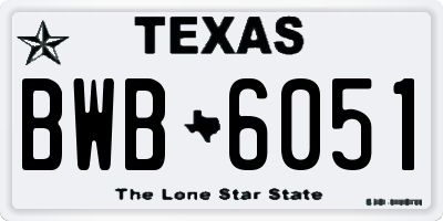 TX license plate BWB6051
