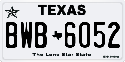 TX license plate BWB6052