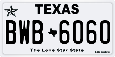 TX license plate BWB6060
