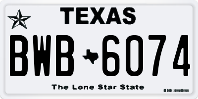 TX license plate BWB6074