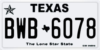 TX license plate BWB6078