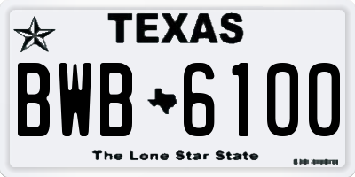 TX license plate BWB6100