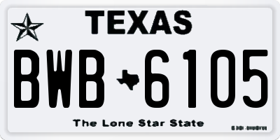 TX license plate BWB6105