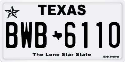 TX license plate BWB6110