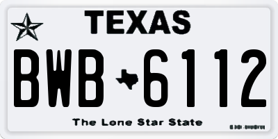 TX license plate BWB6112