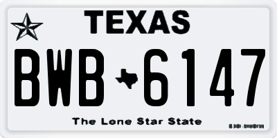 TX license plate BWB6147