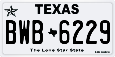 TX license plate BWB6229