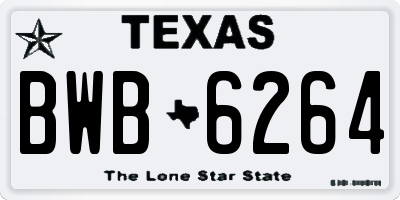TX license plate BWB6264