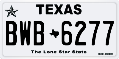 TX license plate BWB6277