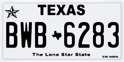 TX license plate BWB6283