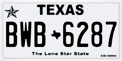 TX license plate BWB6287