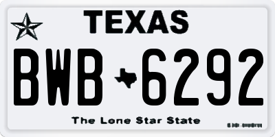 TX license plate BWB6292