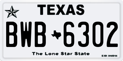TX license plate BWB6302