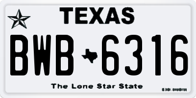 TX license plate BWB6316