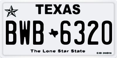 TX license plate BWB6320