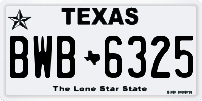 TX license plate BWB6325