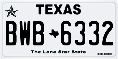 TX license plate BWB6332