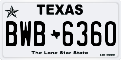TX license plate BWB6360