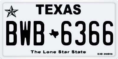 TX license plate BWB6366