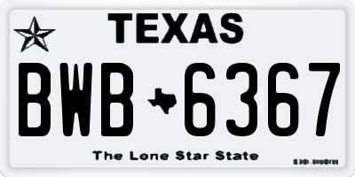 TX license plate BWB6367